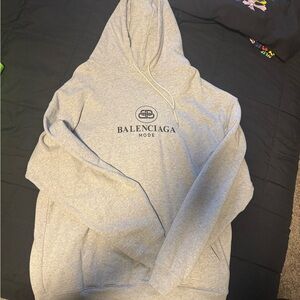 Balenciaga Light Gray Logo Hoodie